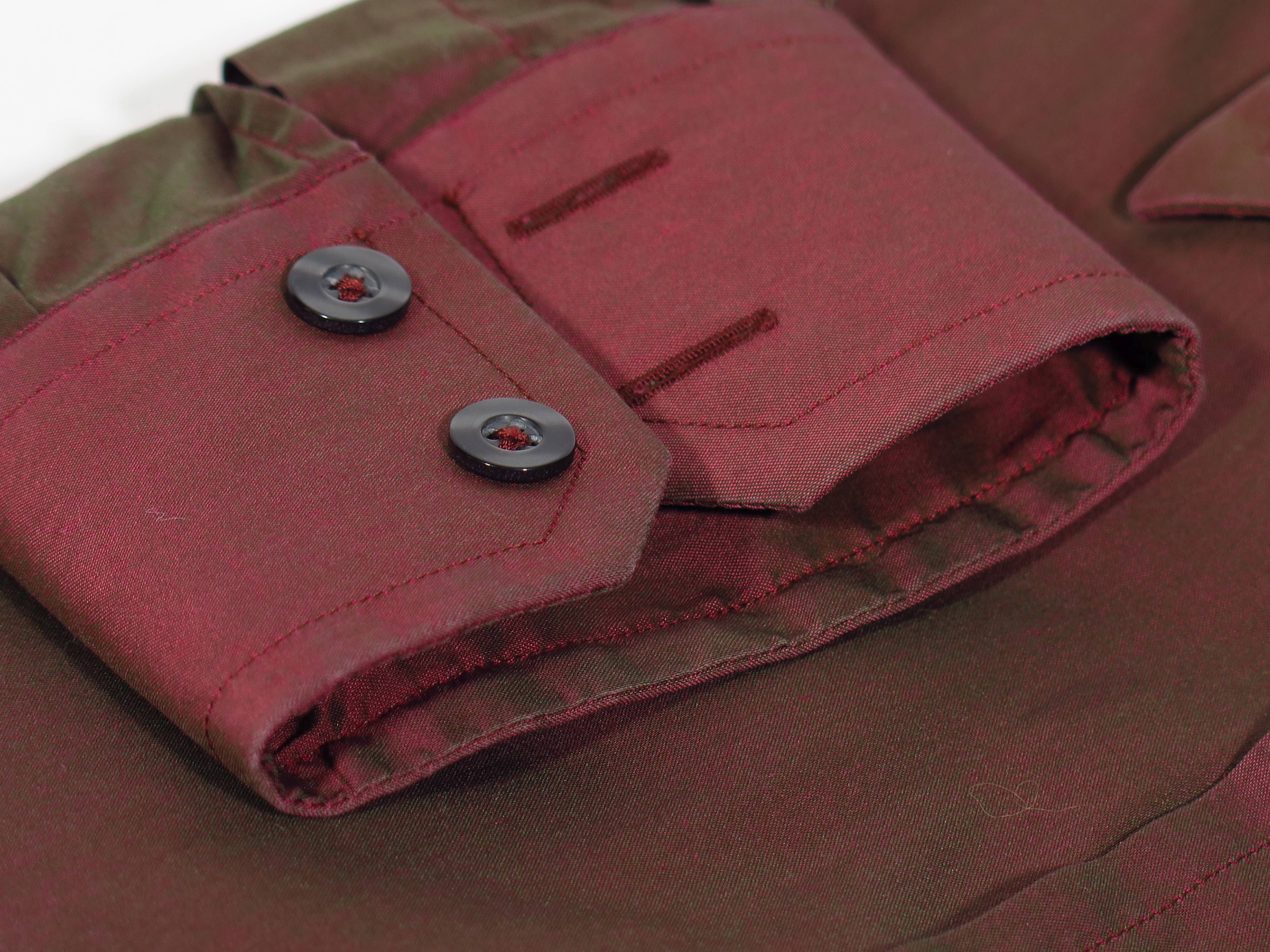 CELINE Homme Iridescent Burgundy Stretch Classic Shirt, 17.5