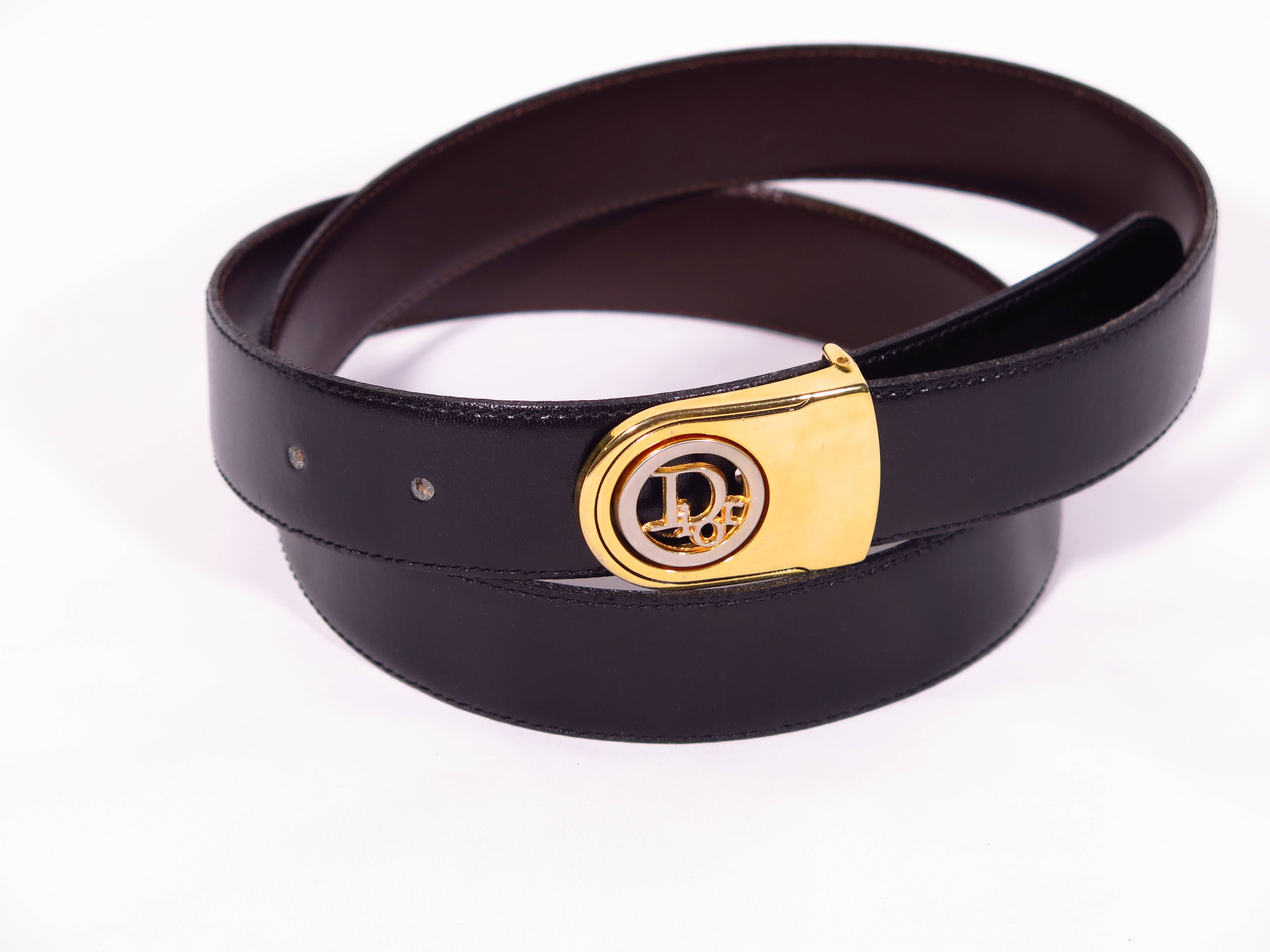 Dior ブラック ベルト vtg DIOR Reversable Black and Burgundy 1 1/8