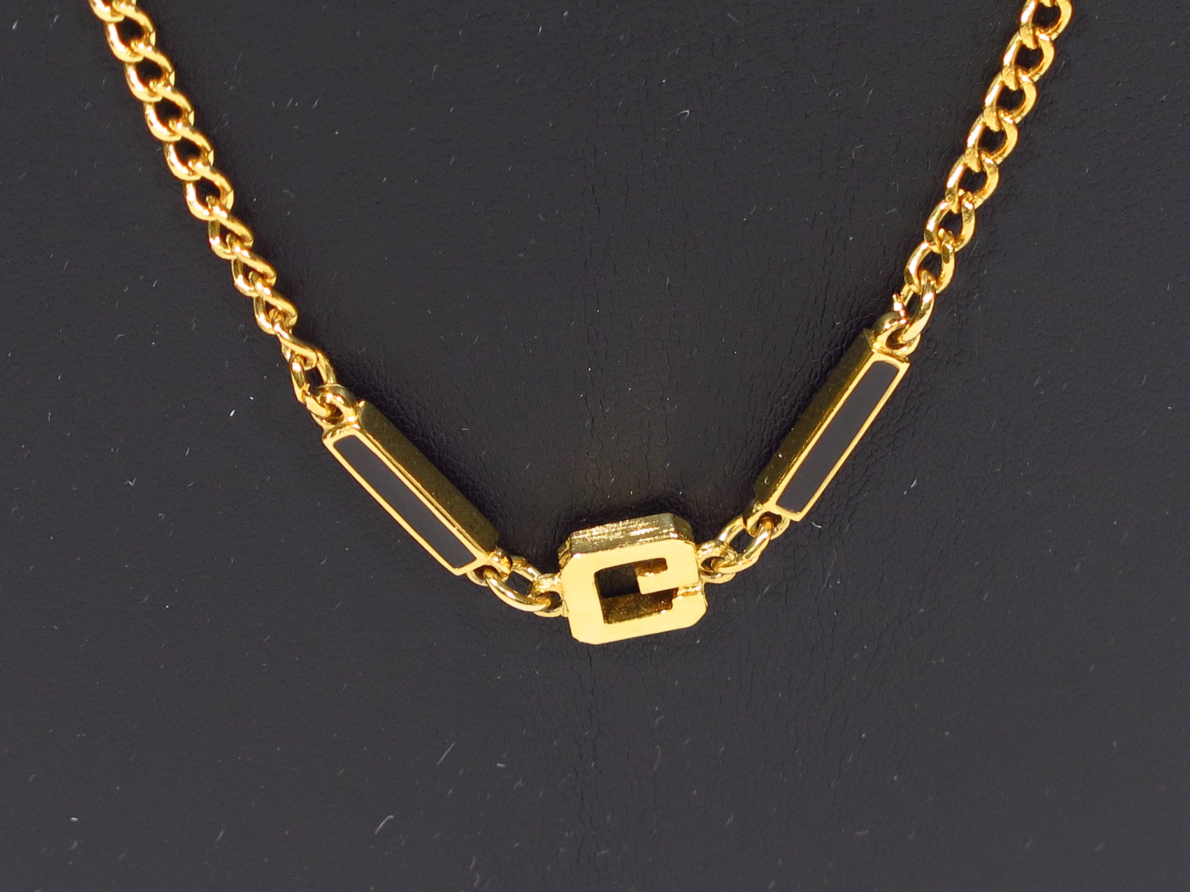 Vintage GIVENCHY Gold Chain and Enameled G-Link 30